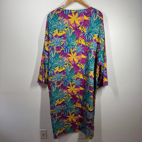 World Market Women Bright Abstract Print Kimono Open Front Cover Up Duster Artsy - Picture 2 of 6